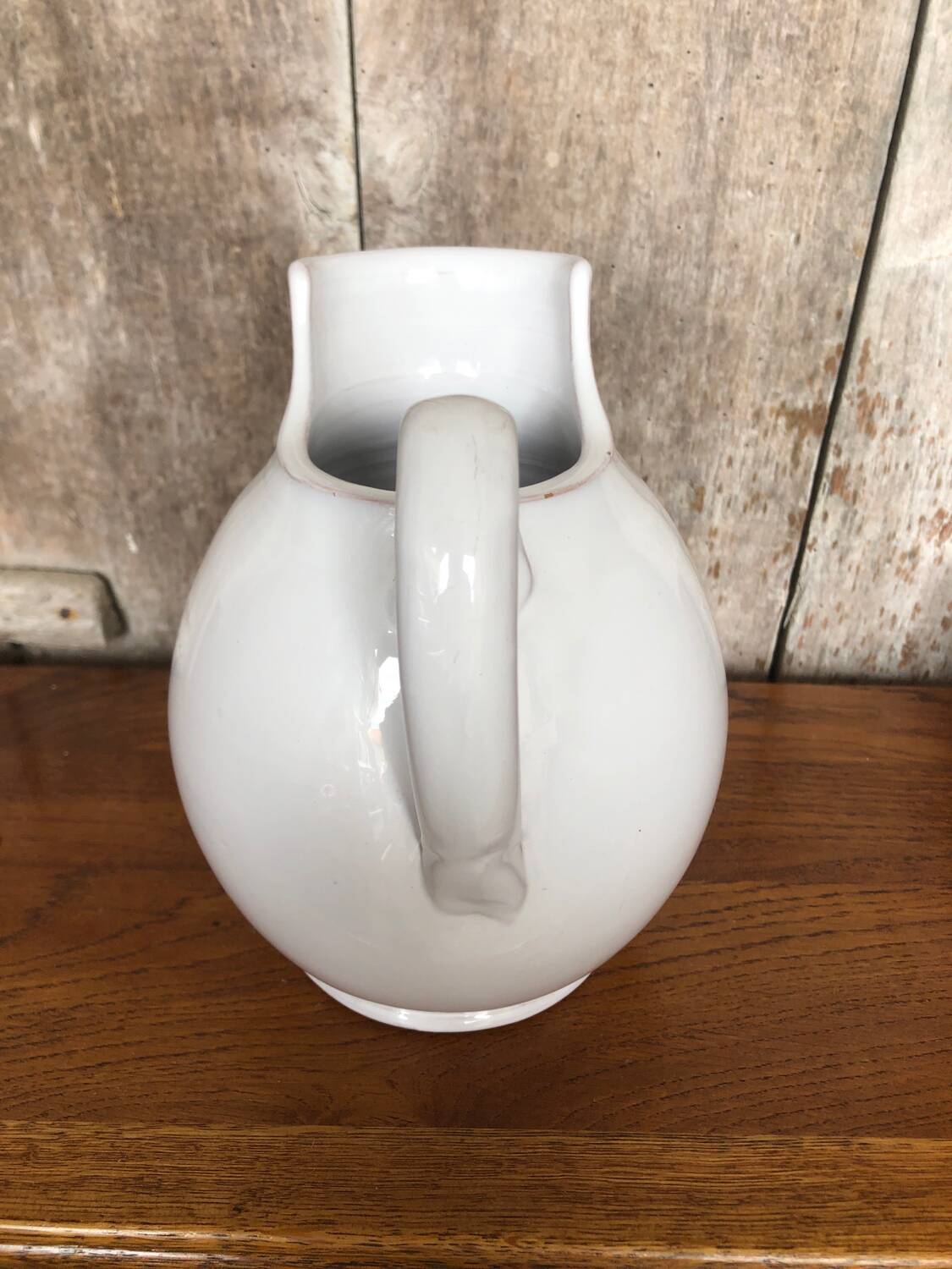 Old Nicola FASANO White Enameled Terracotta Pitcher Italy Vintage #A763