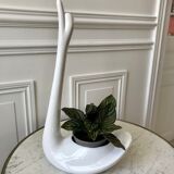 White swan pot cover in ceramic design 50s