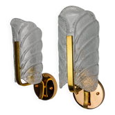 Pair of "leaf" sconces by Carl Fagerlund, Murano glass, Germany, 1970