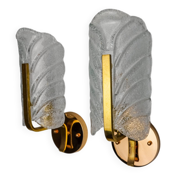 Pair of "leaf" sconces by Carl Fagerlund, Murano glass, Germany, 1970