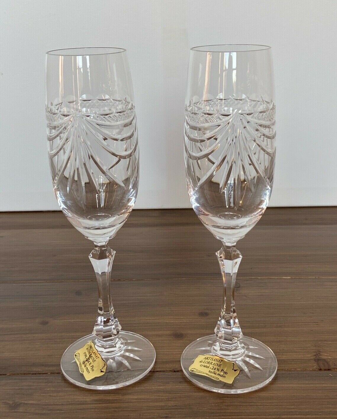 6 flutes a champagne cristal de lorraine modele gerard coffret signe