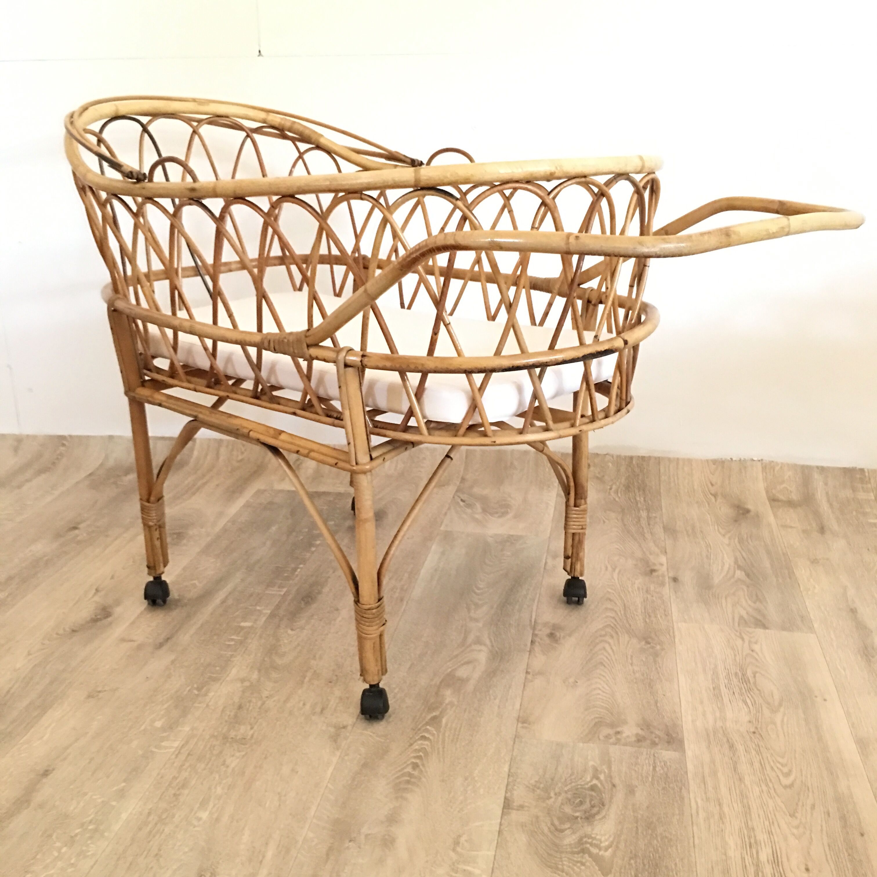 Vintage rattan cradle