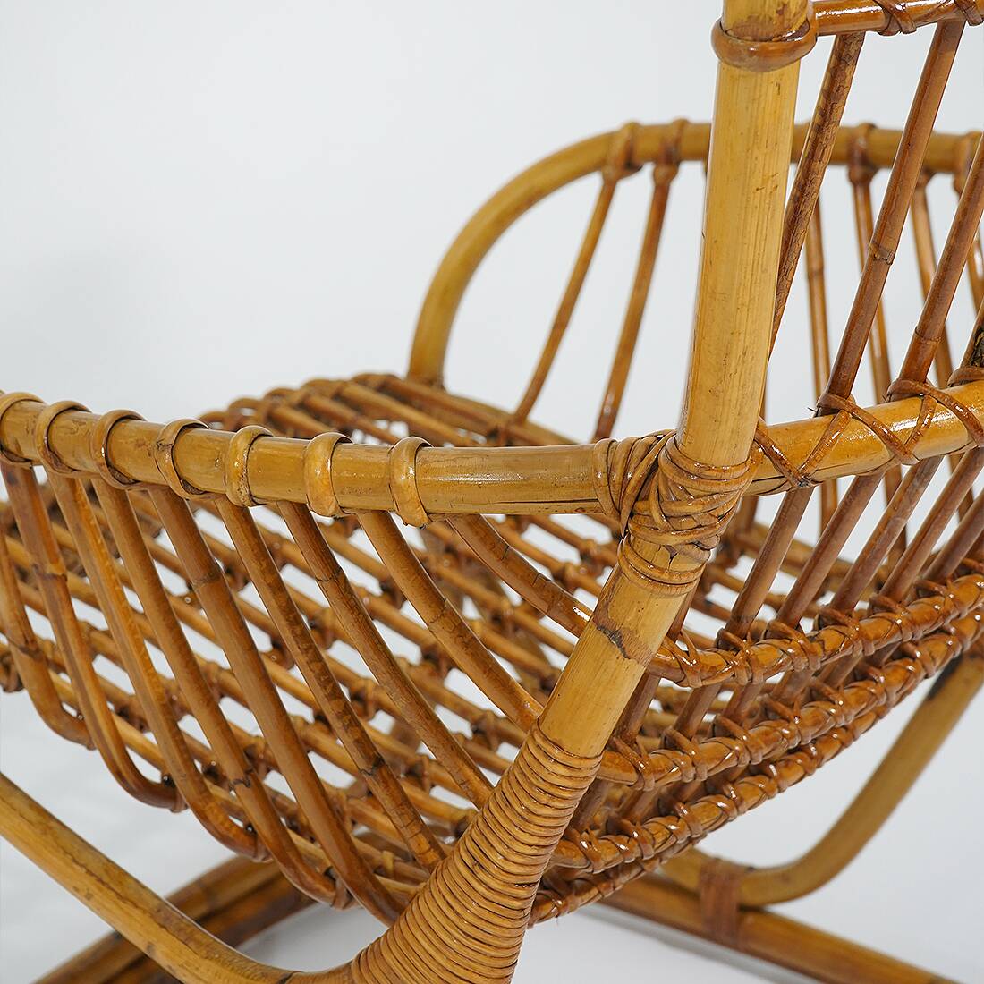 Rattan and woven cane armchair, 1960s