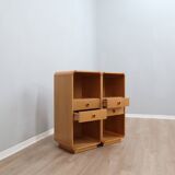Pair of tall vintage birch wood bedside tables / entryway console 1970s