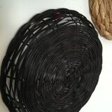 Wall composition of seven baskets and wicker trays