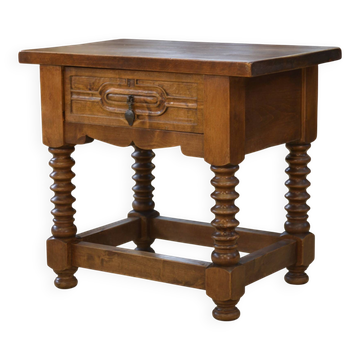 Brutalist bedside table in the style of Dudouyt from the 1950s.