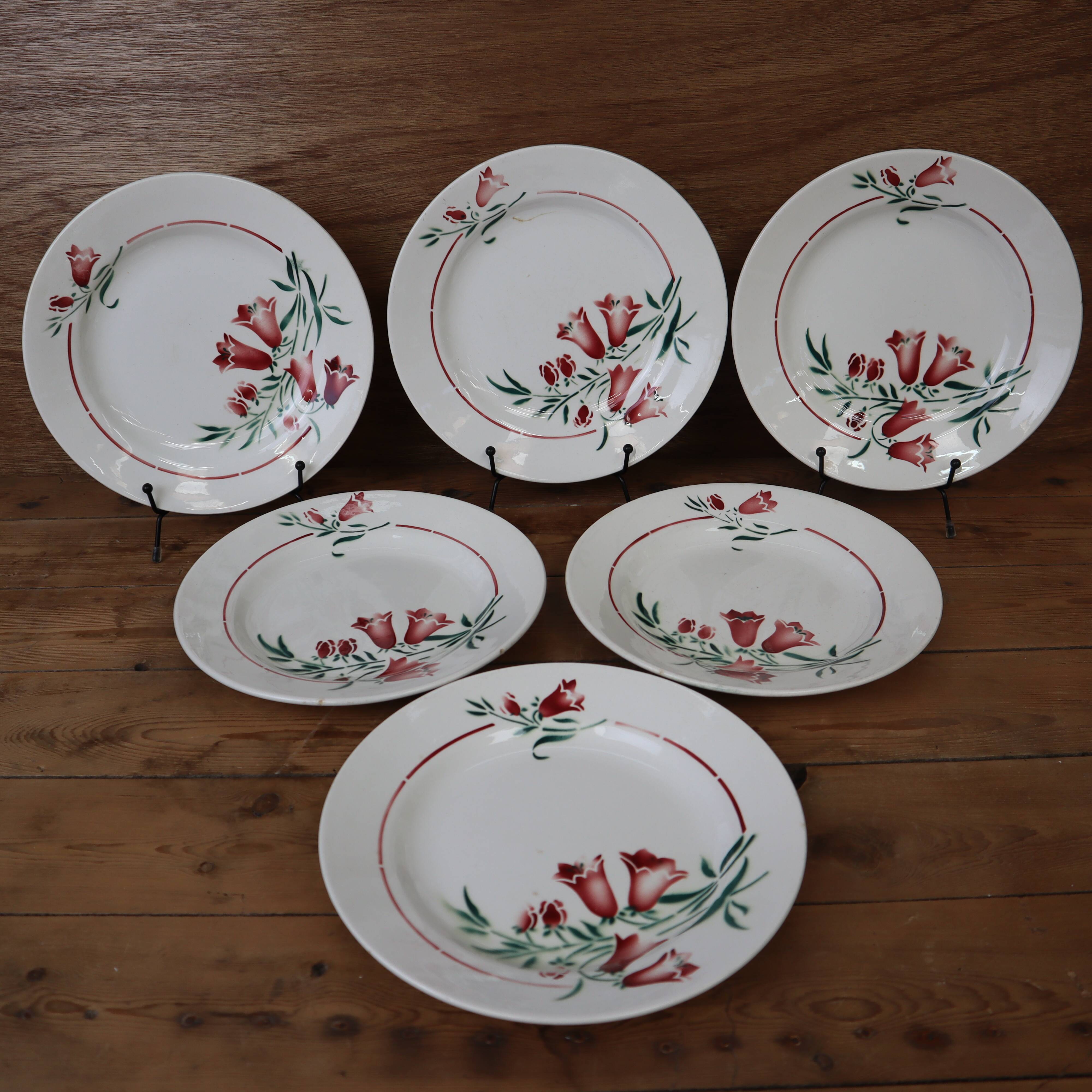 6 old Pec model flat plates from the Société amandinoise Saint-Amand