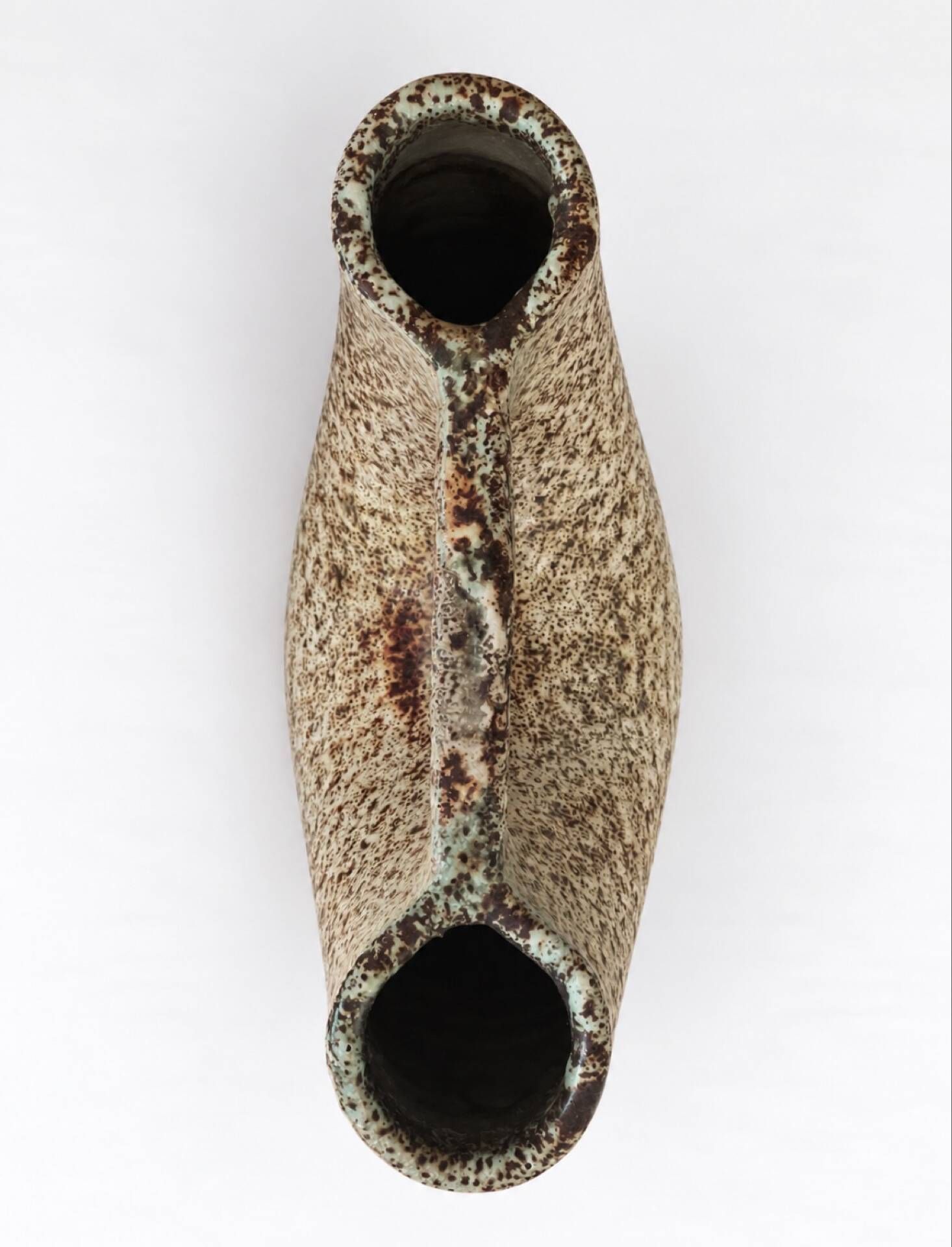 Sculptural double neck vase in stoneware - pottery of the great oak, Vallauris