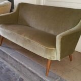 Canapé années 50 60 velour vert