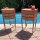 Pair of revamped bohemian / berber bedside tables with the heart "life is beautiful"