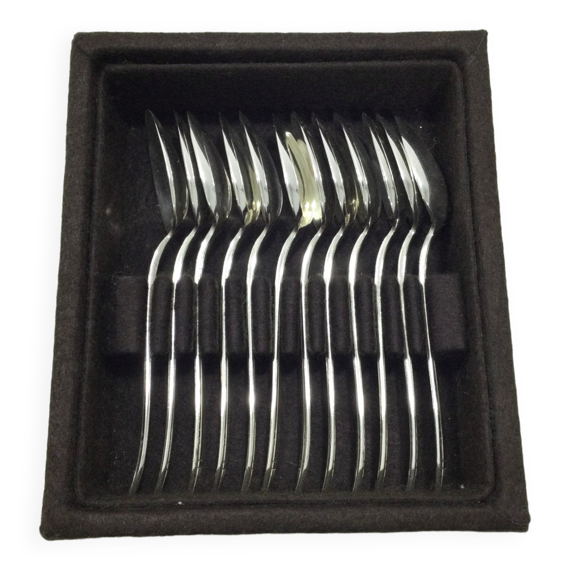 12 art deco mocha spoons made of silver metal