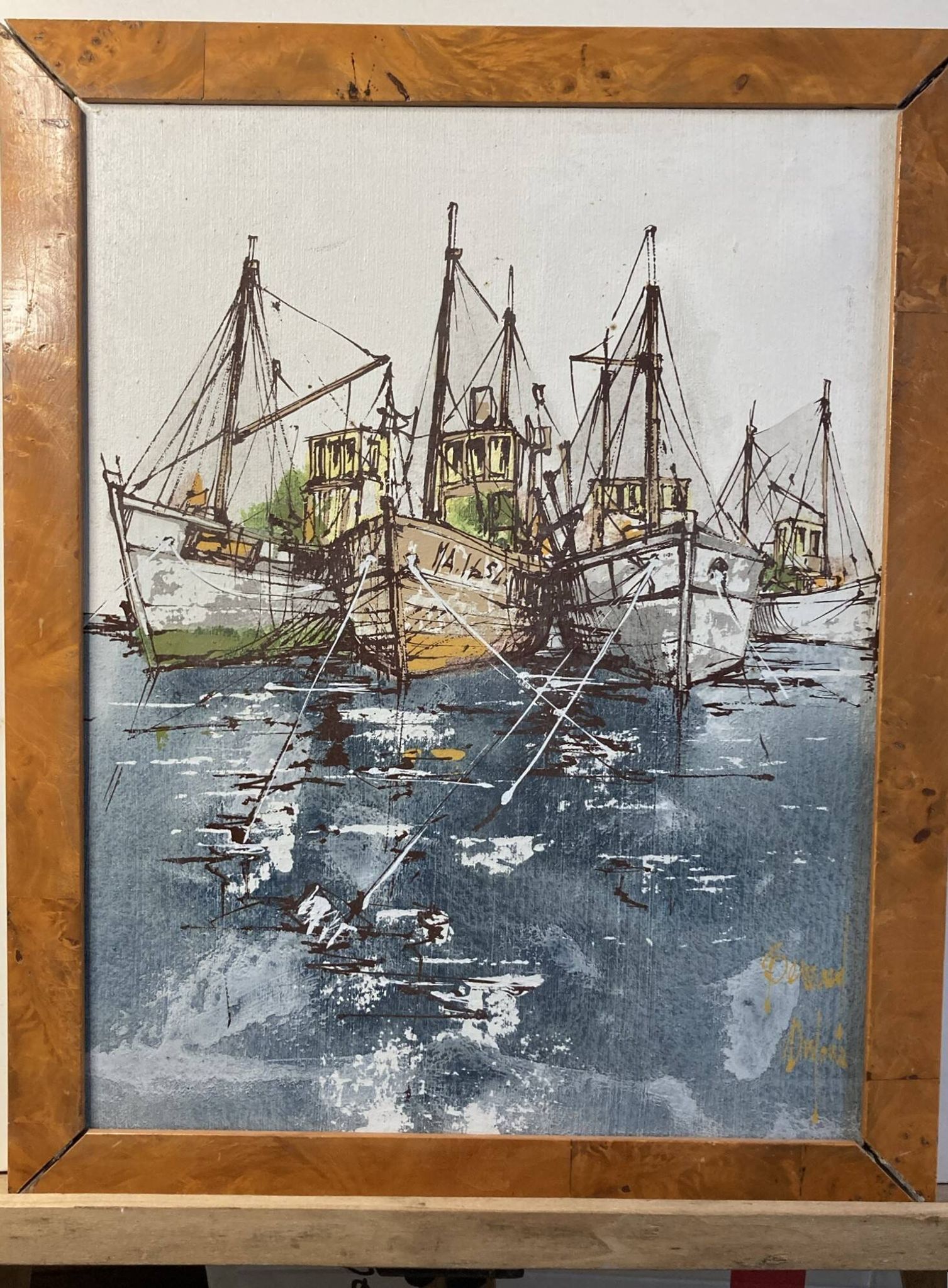 DUFOUR (Bernard), Oil on canvas, The Trawlers, 20th century