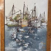 DUFOUR (Bernard), Oil on canvas, The Trawlers, 20th century
