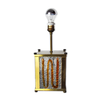 Lampe Murano Mazzega, verre soufflé murano orange, Italie, 1960