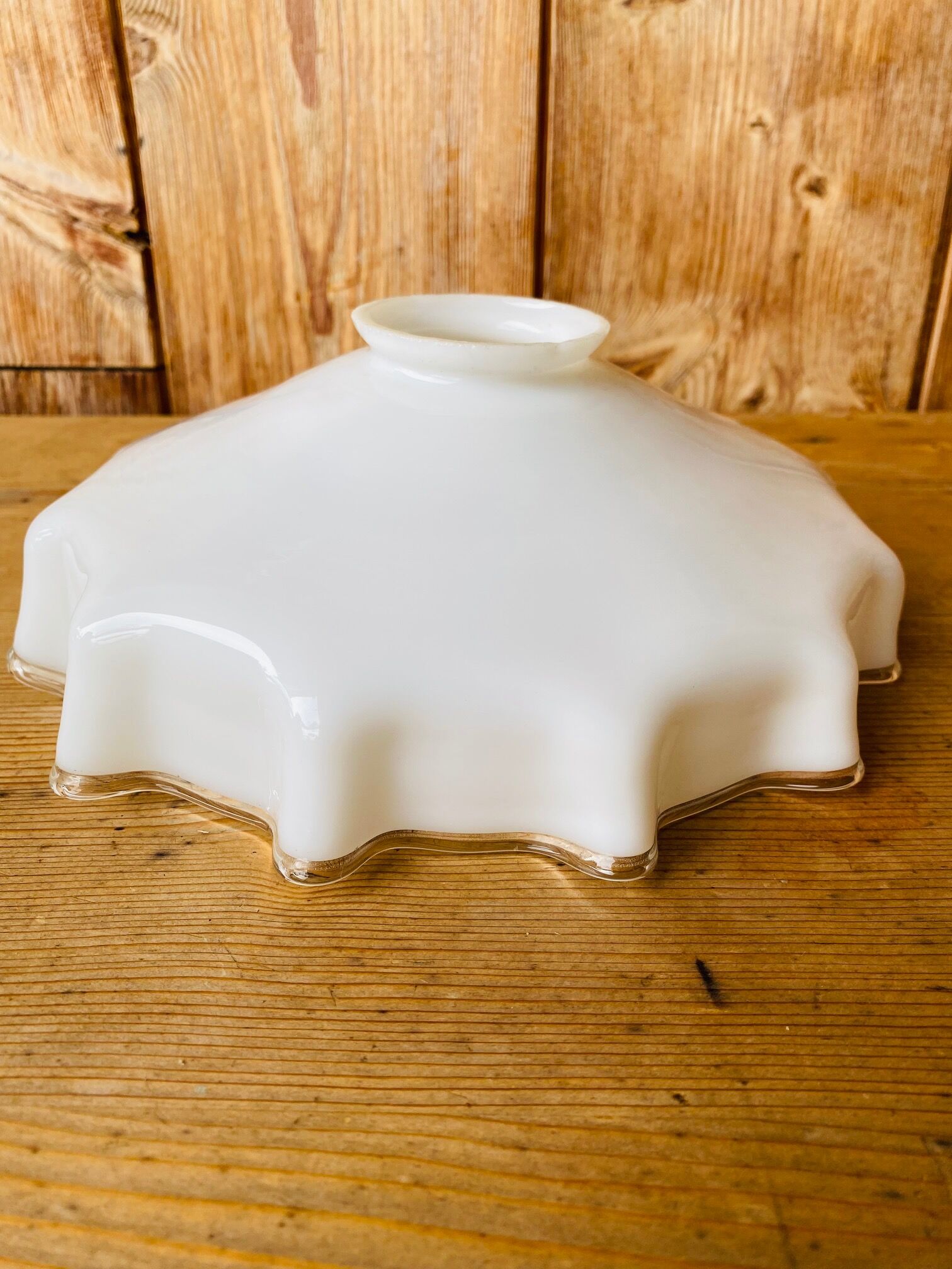 Duo of 2 suspensions in vintage white opaline.