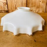 Duo of 2 suspensions in vintage white opaline.