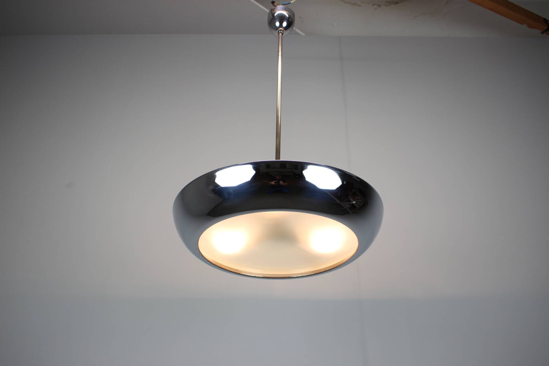 Suspended UFO lamp by Josef Hurka for Napako, Czechoslovakia, 1930s