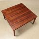 Table basse vintage plaquée en différentes essences de bois, Brésil