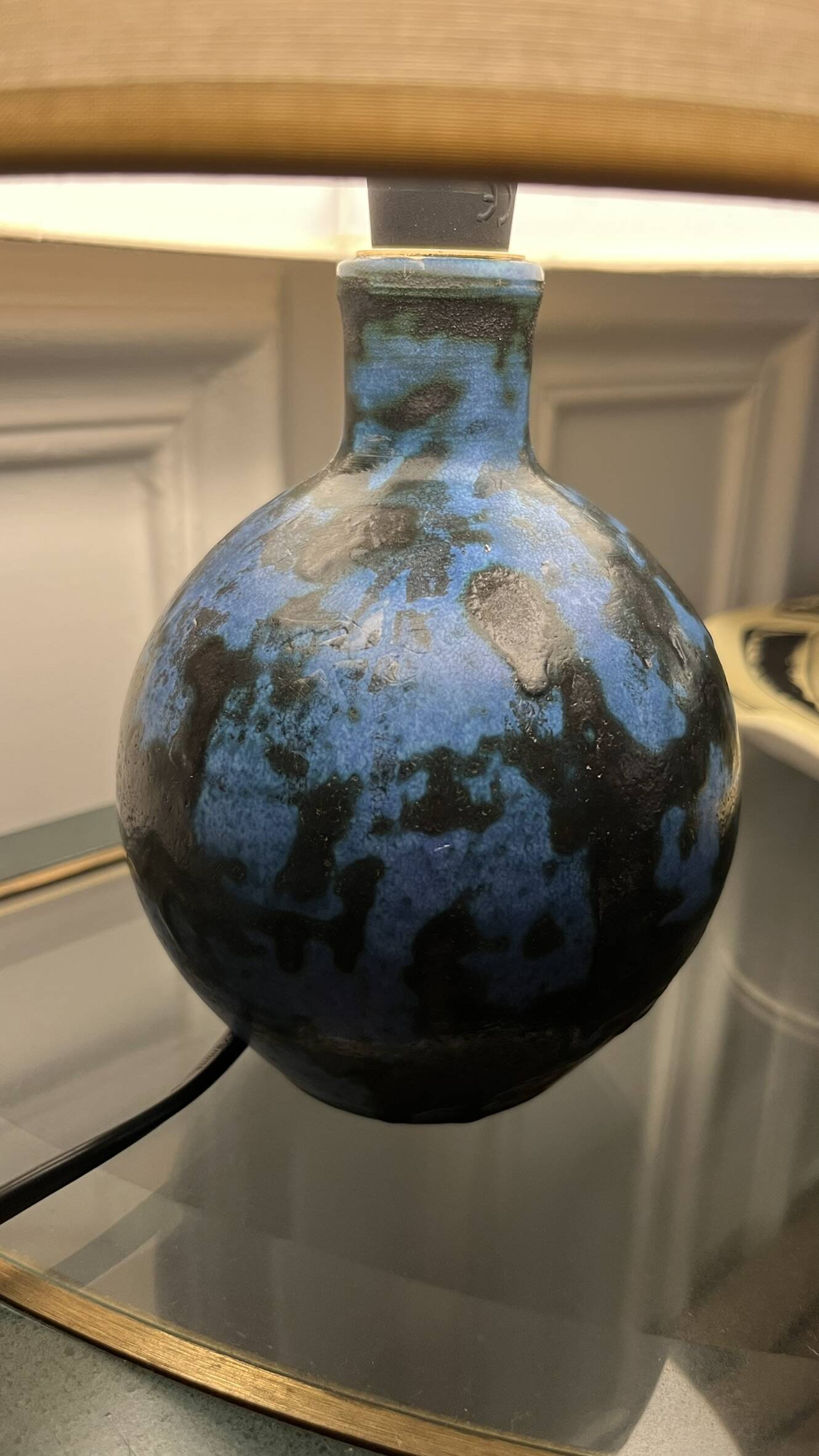 Blue ceramic lamp by Jacques Blin