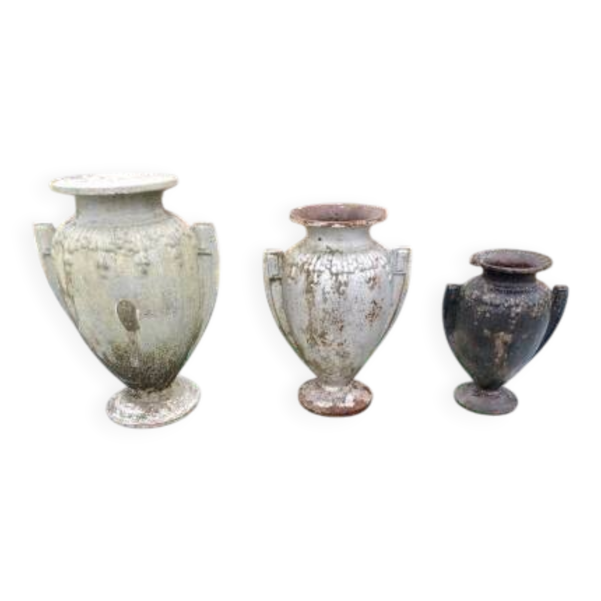 3 cast iron vases from 1900 from Charleville-Mézières