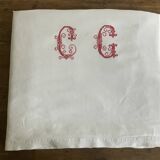 Antique linen, embroidered sheet, monogram CG.
