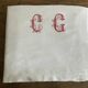 Antique linen, embroidered sheet, monogram CG.