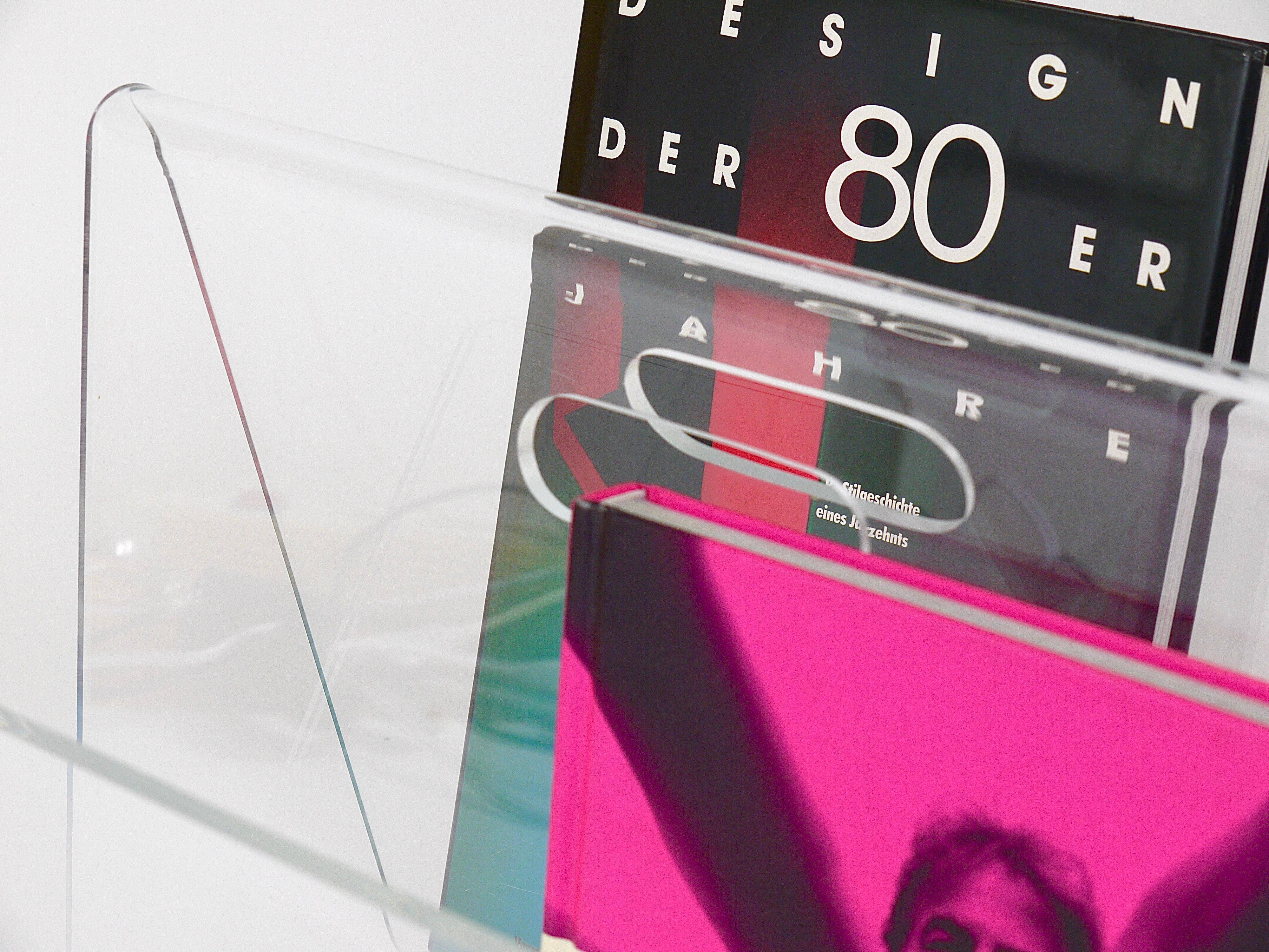 Postmodern Lucite ZigZag magazine rack, Italy, 1980s