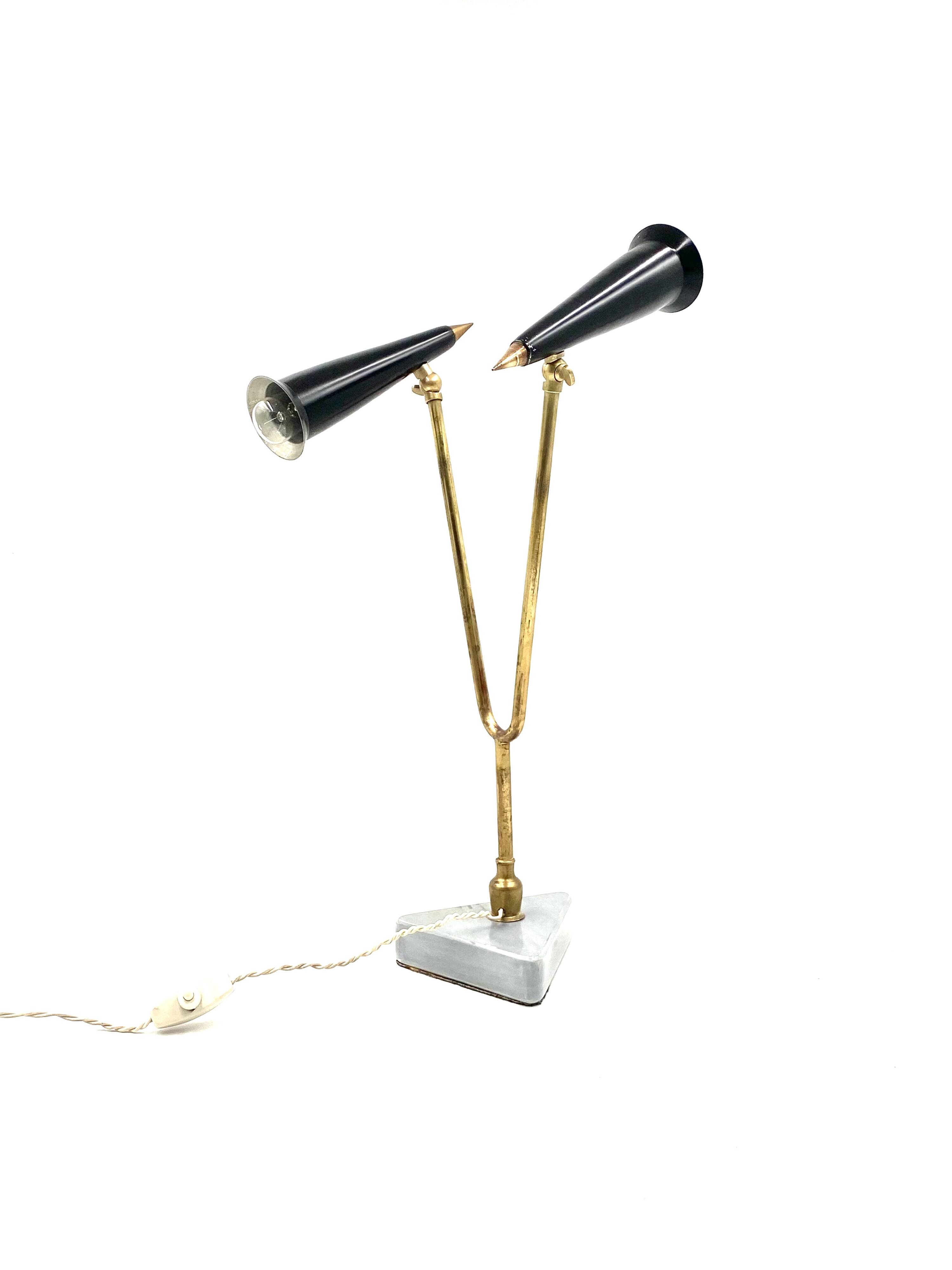 Mid-century double light table lamp, Italy 1960s