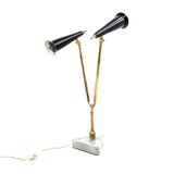 Lampe de table vintage à double lumière, Italie 1960