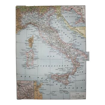 Engraving • Italy, map, geography • Original lithograph of 1898