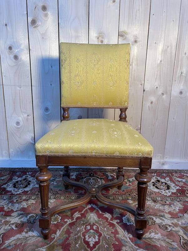 Suite de 6 chaises Napoléon III en noyer et tissu