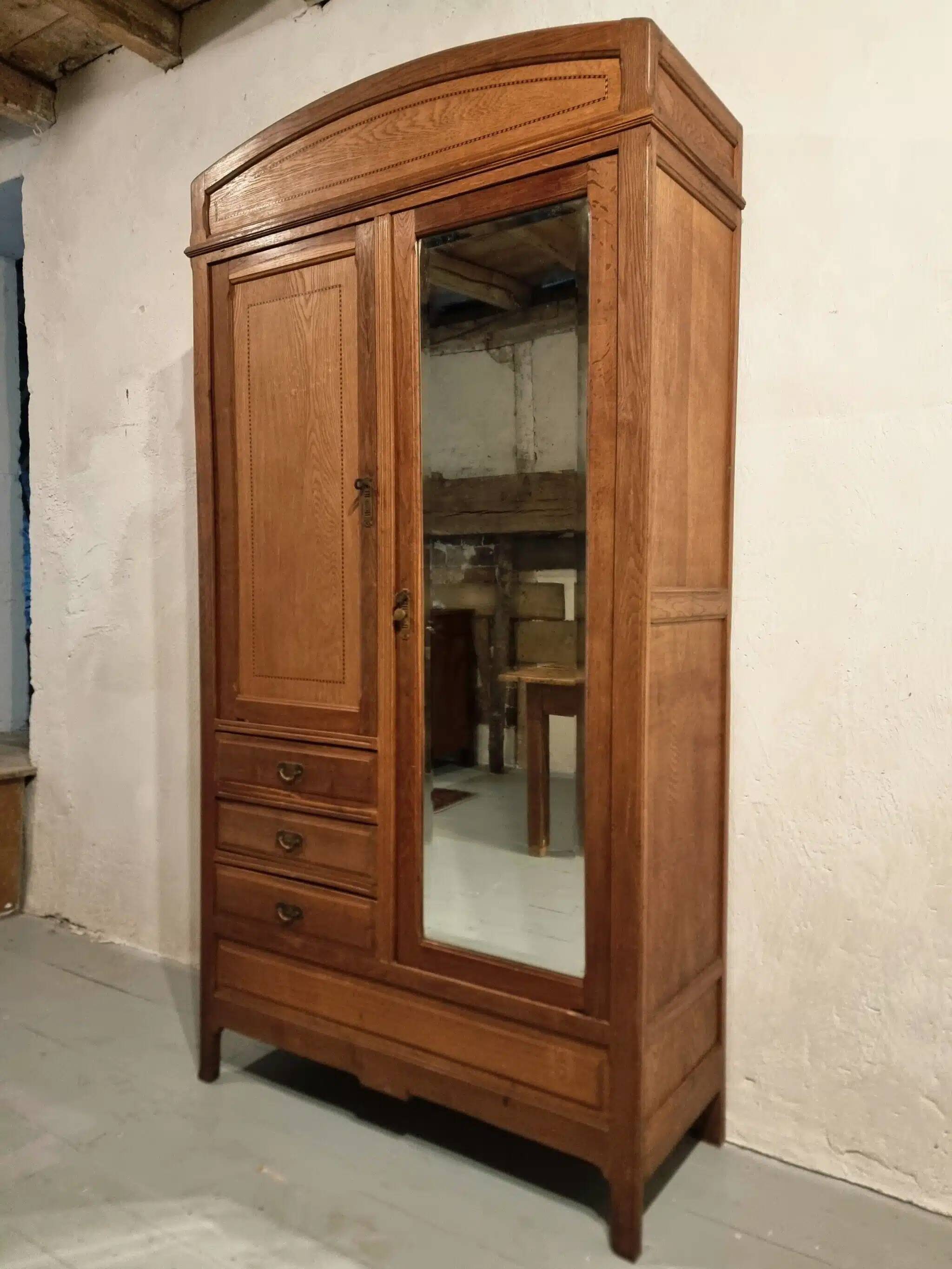 Vintage French oak wardrobe – circa 1920, with subtle Art Deco influences