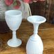 Footed glasses, white opaline chalices