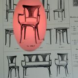 Kohn No. 196 curved wood bistro armchair, new cane