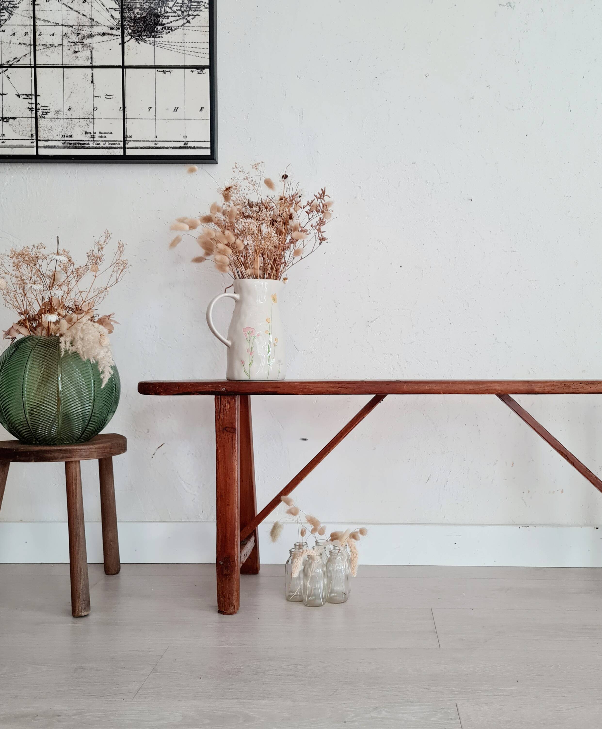 Old wooden farm bench