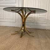 Brass coffee table and smoked glass, 1970s