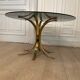Table basse laiton et verre fumé, 1970s