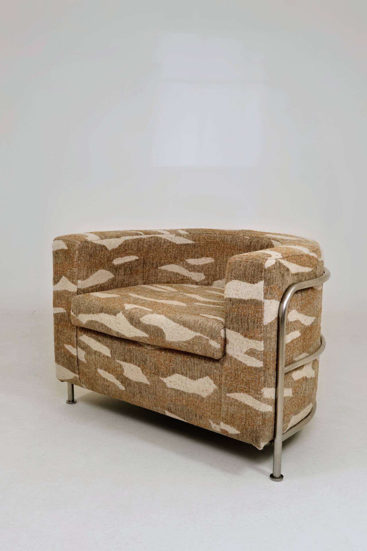 Fauteuil de hall brutaliste Jacquard beige