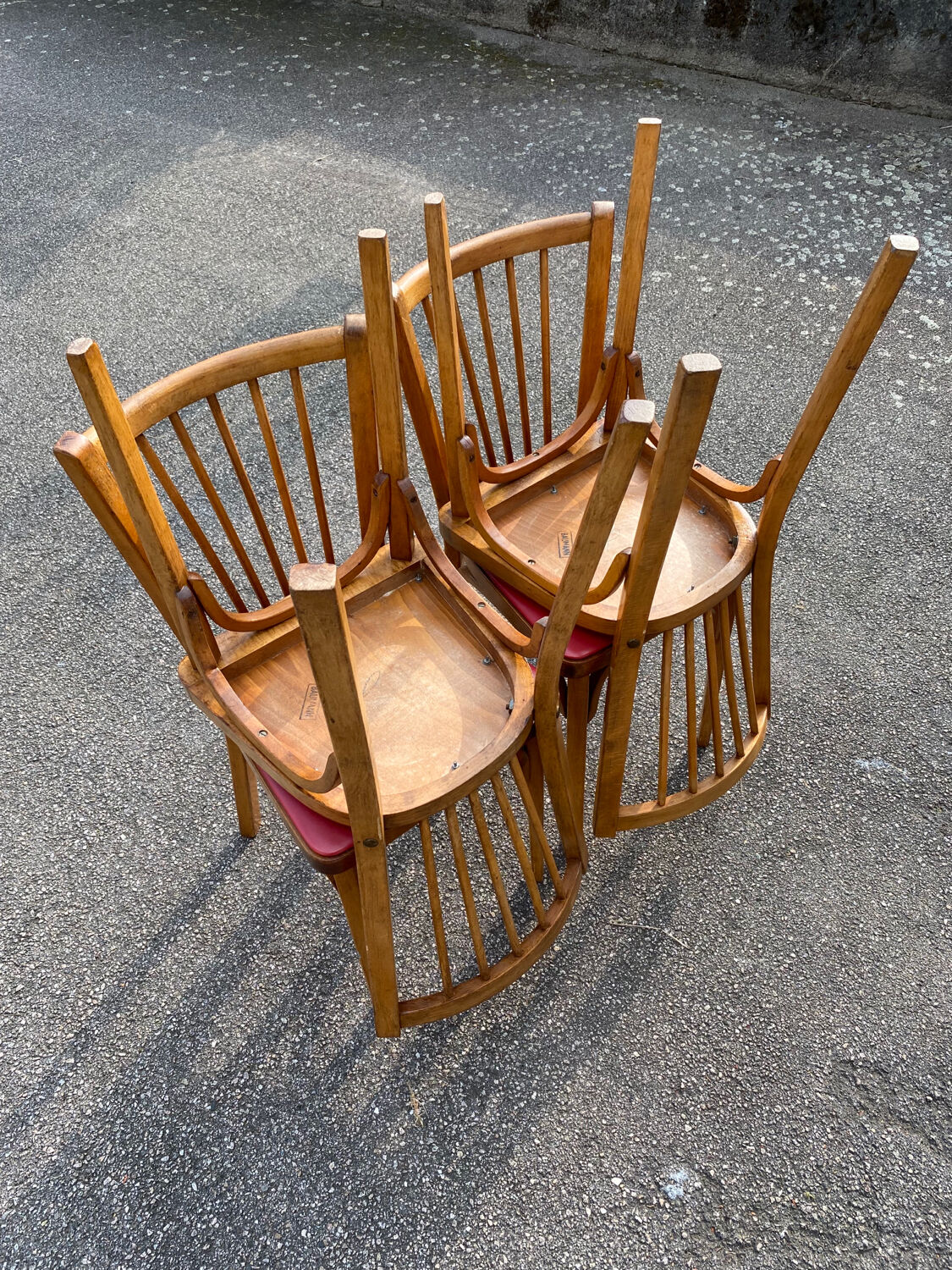 Set of 4 red baumann chairs
