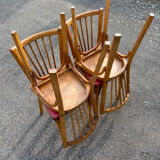 Set of 4 red baumann chairs