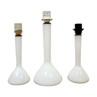 Set of three flask shaped table lamps by Holmegaard, Denmark 1960s