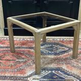 Table basse en chêne et dessus verre, travail des années 1950