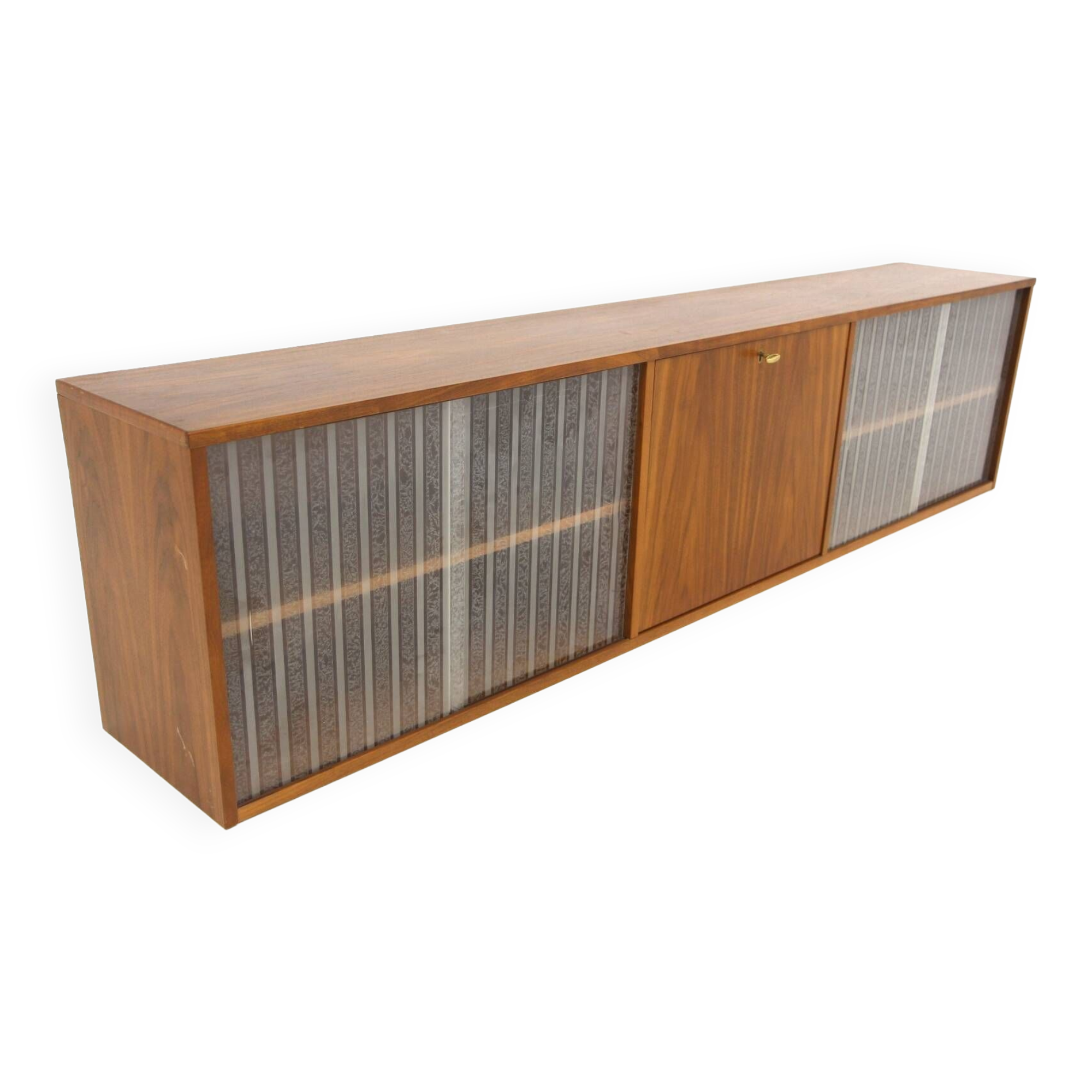 Console murale scandinave en noyer, Suède, 1960