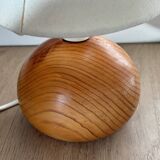 vintage wooden ball lamp small model with fabric shade 80's design