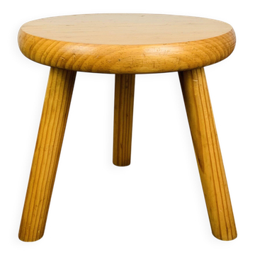 Tabouret tripode en pin, bois massif, vintage, style chalet de montagne