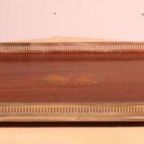 19th century silver-plated metal and mahogany tray