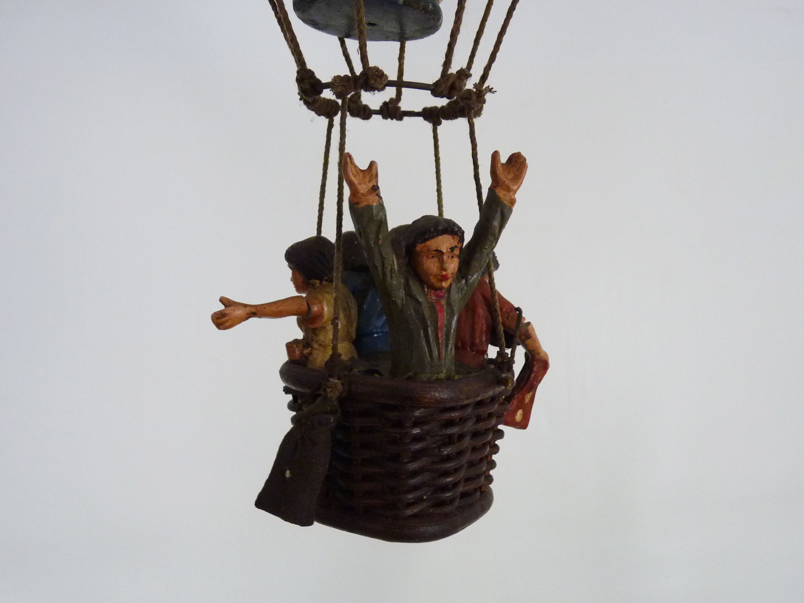 Voluptuous wooden hot air balloon, interior design, eighties