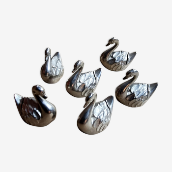 Set 6 silver swan knife holders