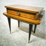 Vintage varnished wood bedside table