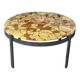 Round coffee table in onyx-like resin and chrome-plated metal, 1970s